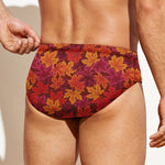 Autumn Maple Leaves Pattern Print Men's Swim Briefs