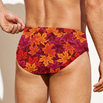 Autumn Maple Leaves Pattern Print Men's Swim Briefs