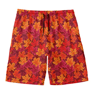 Autumn Maple Leaves Pattern Print Men's Swim Trunks