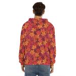 Autumn Maple Leaves Pattern Print Men's Velvet Pullover Hoodie