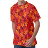 Autumn Maple Leaves Pattern Print Men's Velvet T-Shirt