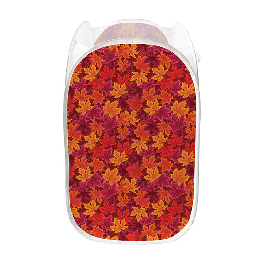 Autumn Maple Leaves Pattern Print Mesh Laundry Hamper