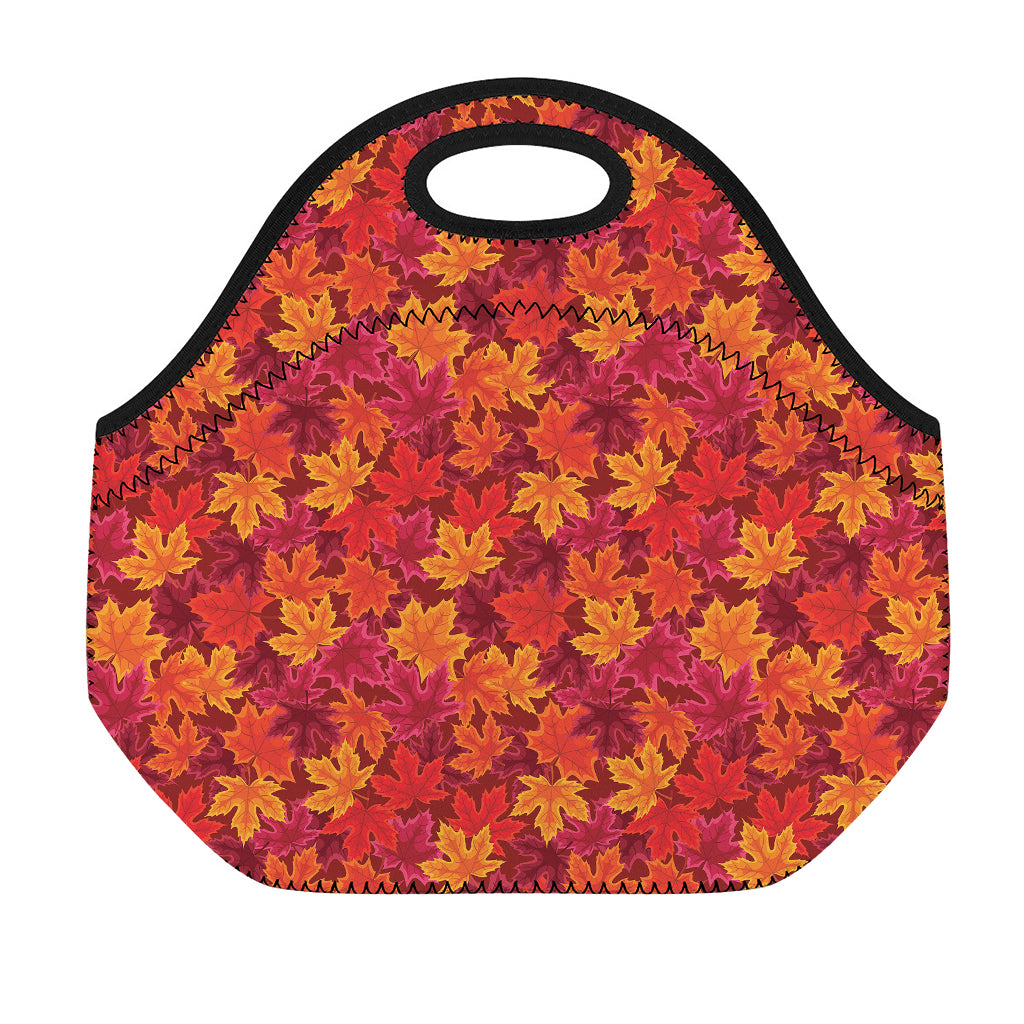 Autumn Maple Leaves Pattern Print Neoprene Lunch Bag