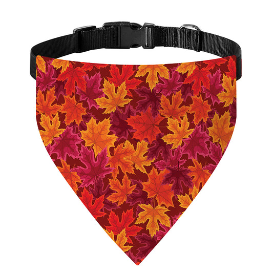 Autumn Maple Leaves Pattern Print Over The Collar Dog Bandana