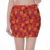 Autumn Maple Leaves Pattern Print Pencil Mini Skirt