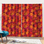 Autumn Maple Leaves Pattern Print Pencil Pleat Curtains