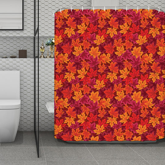 Autumn Maple Leaves Pattern Print Polyester Shower Curtain