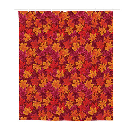 Autumn Maple Leaves Pattern Print Polyester Shower Curtain