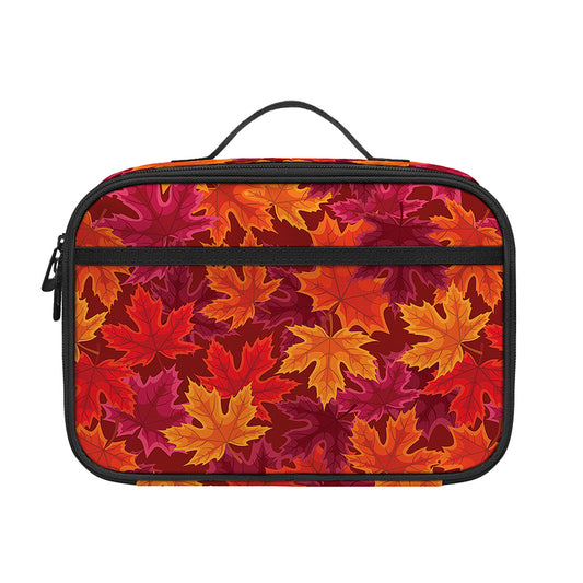 Autumn Maple Leaves Pattern Print Portable Lunch Bag