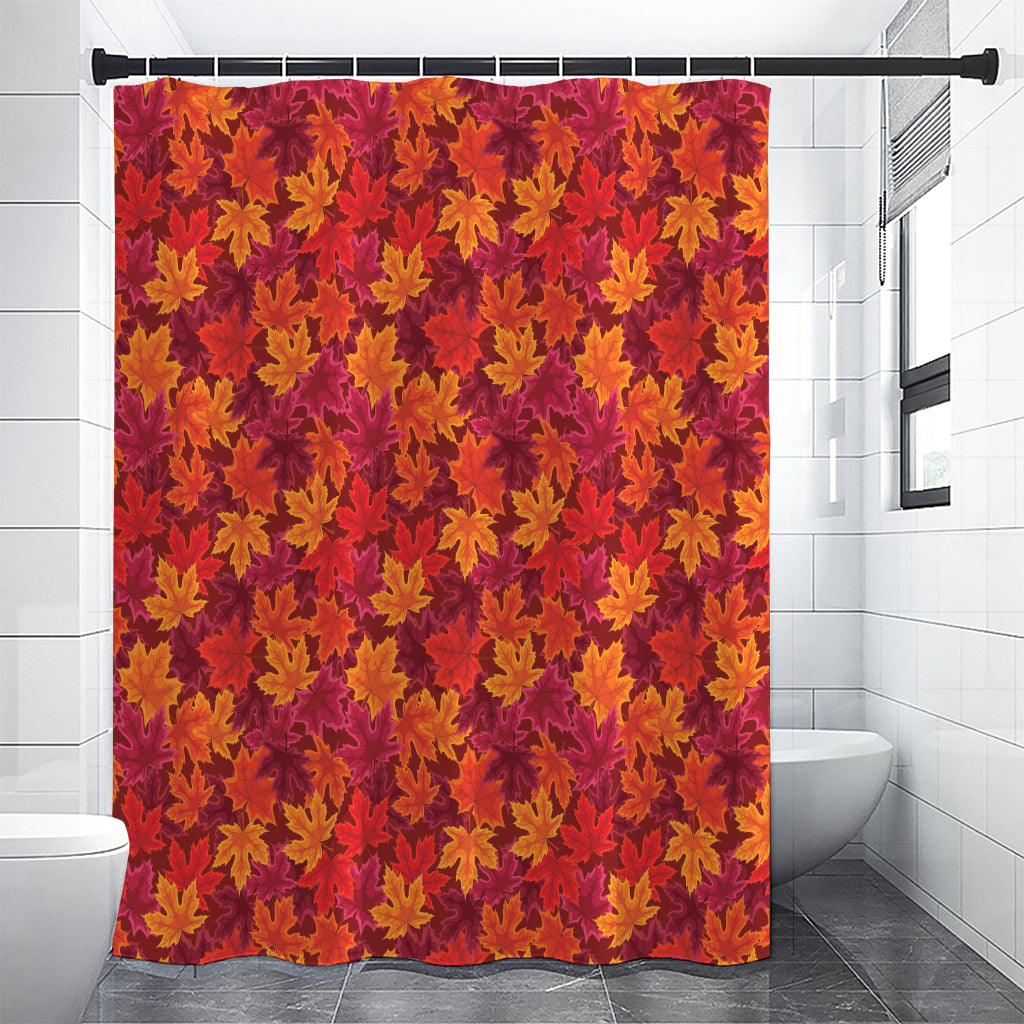 Autumn Maple Leaves Pattern Print Premium Shower Curtain