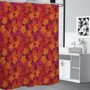 Autumn Maple Leaves Pattern Print Premium Shower Curtain