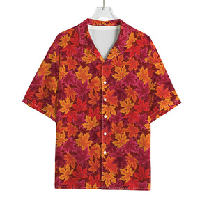 Autumn Maple Leaves Pattern Print Rayon Hawaiian Shirt