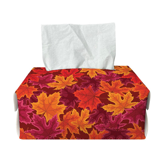 Autumn Maple Leaves Pattern Print Rectangle Tissue Box Cover
