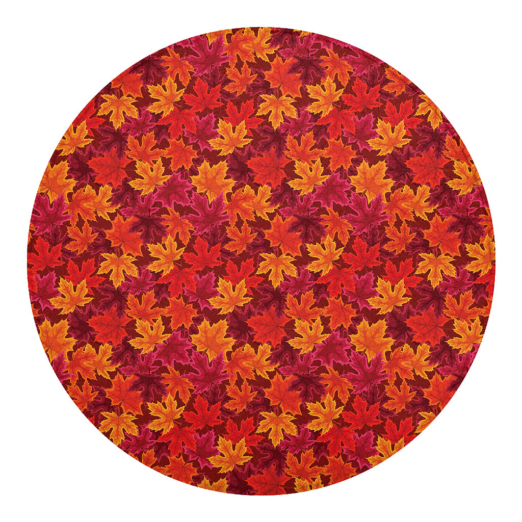 Autumn Maple Leaves Pattern Print Round Blanket
