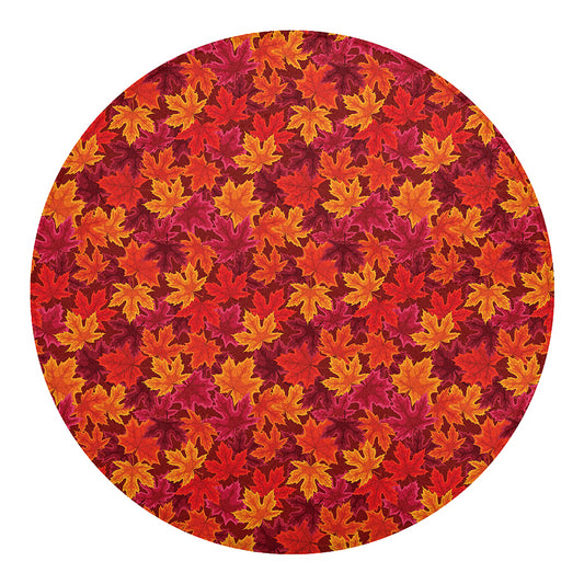 Autumn Maple Leaves Pattern Print Round Blanket