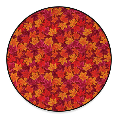 Autumn Maple Leaves Pattern Print Round Floor Mat