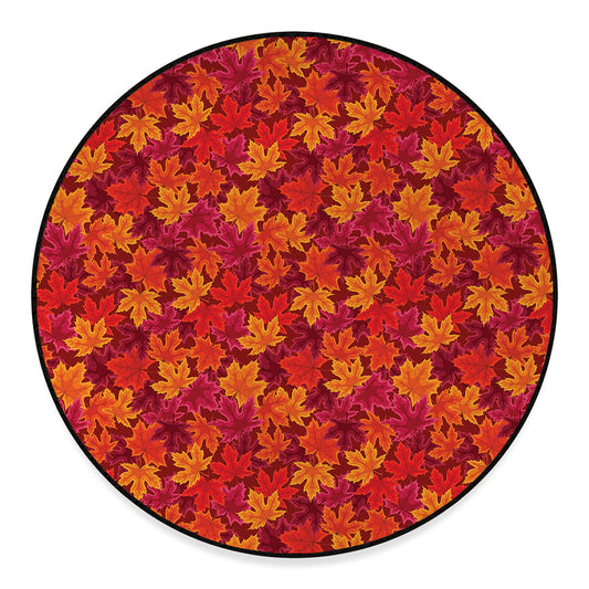 Autumn Maple Leaves Pattern Print Round Floor Mat