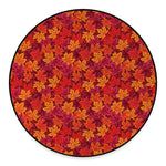 Autumn Maple Leaves Pattern Print Round Floor Mat