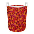Autumn Maple Leaves Pattern Print Round Laundry Basket