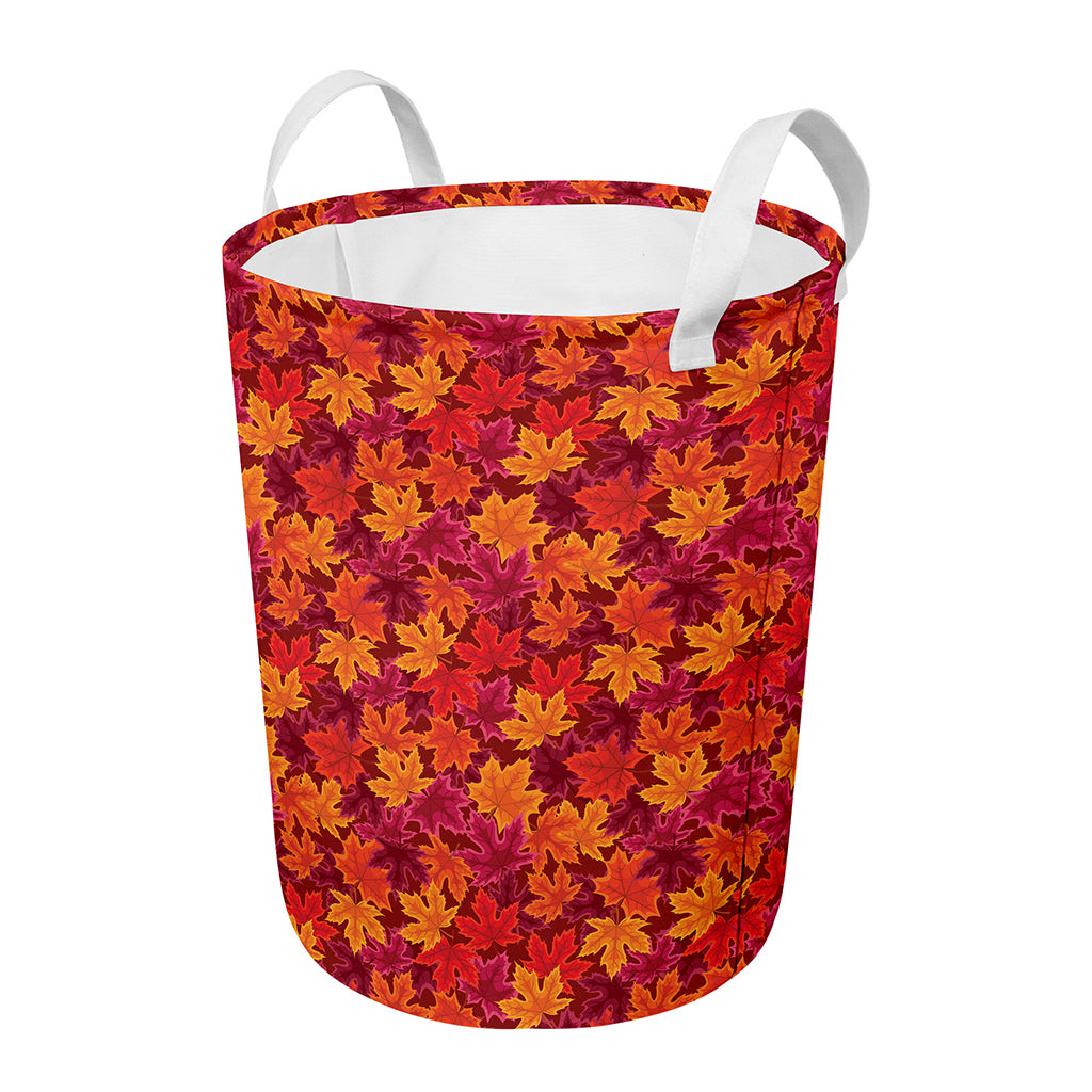 Autumn Maple Leaves Pattern Print Round Laundry Basket