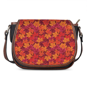 Autumn Maple Leaves Pattern Print Saddle Bag