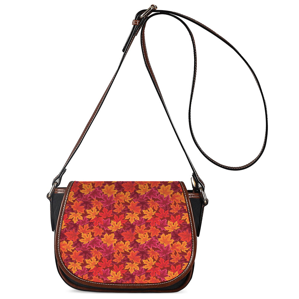 Autumn Maple Leaves Pattern Print Saddle Bag