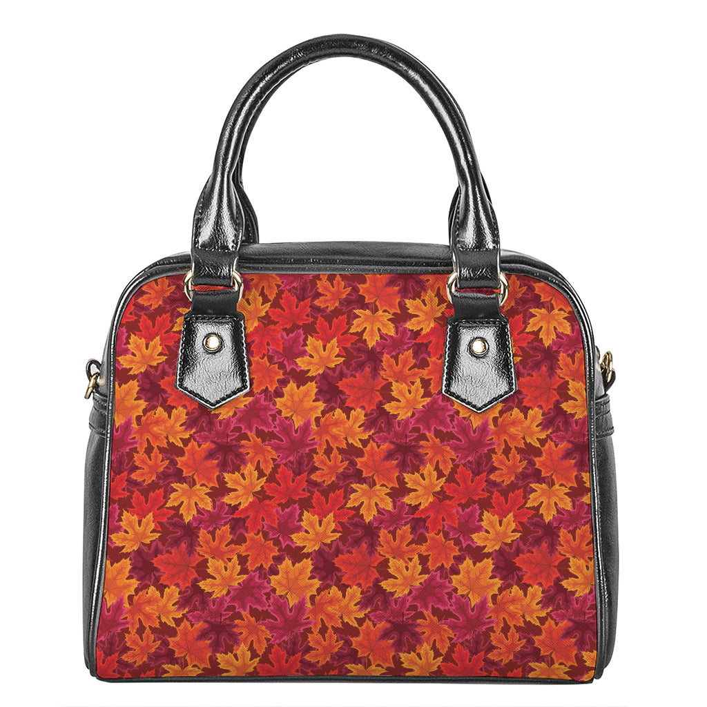 Autumn Maple Leaves Pattern Print Shoulder Handbag