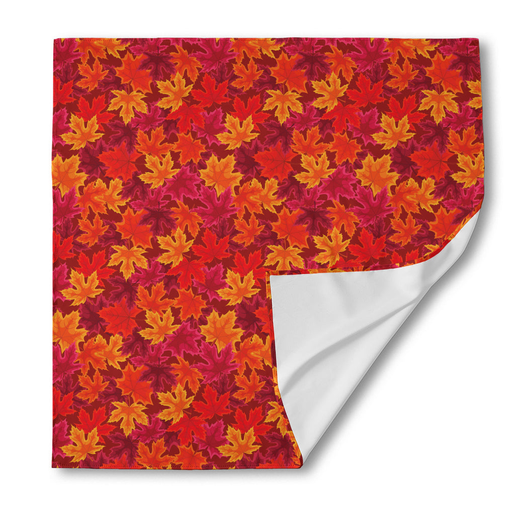 Autumn Maple Leaves Pattern Print Silk Bandana