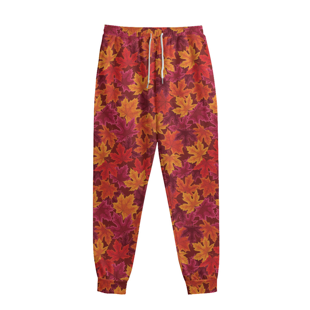 Autumn Maple Leaves Pattern Print Sweatpants