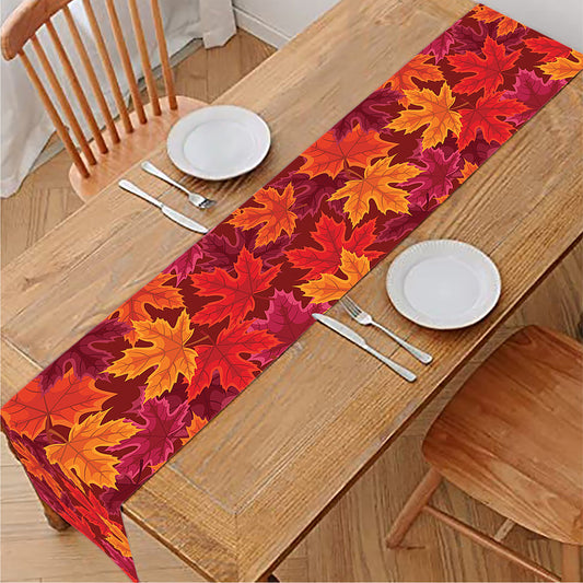 Autumn Maple Leaves Pattern Print Table Runner