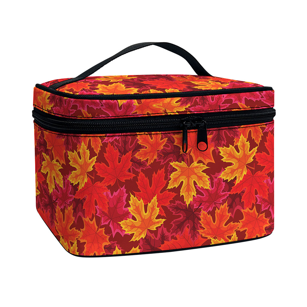 Autumn Maple Leaves Pattern Print Travel Makeup Bag