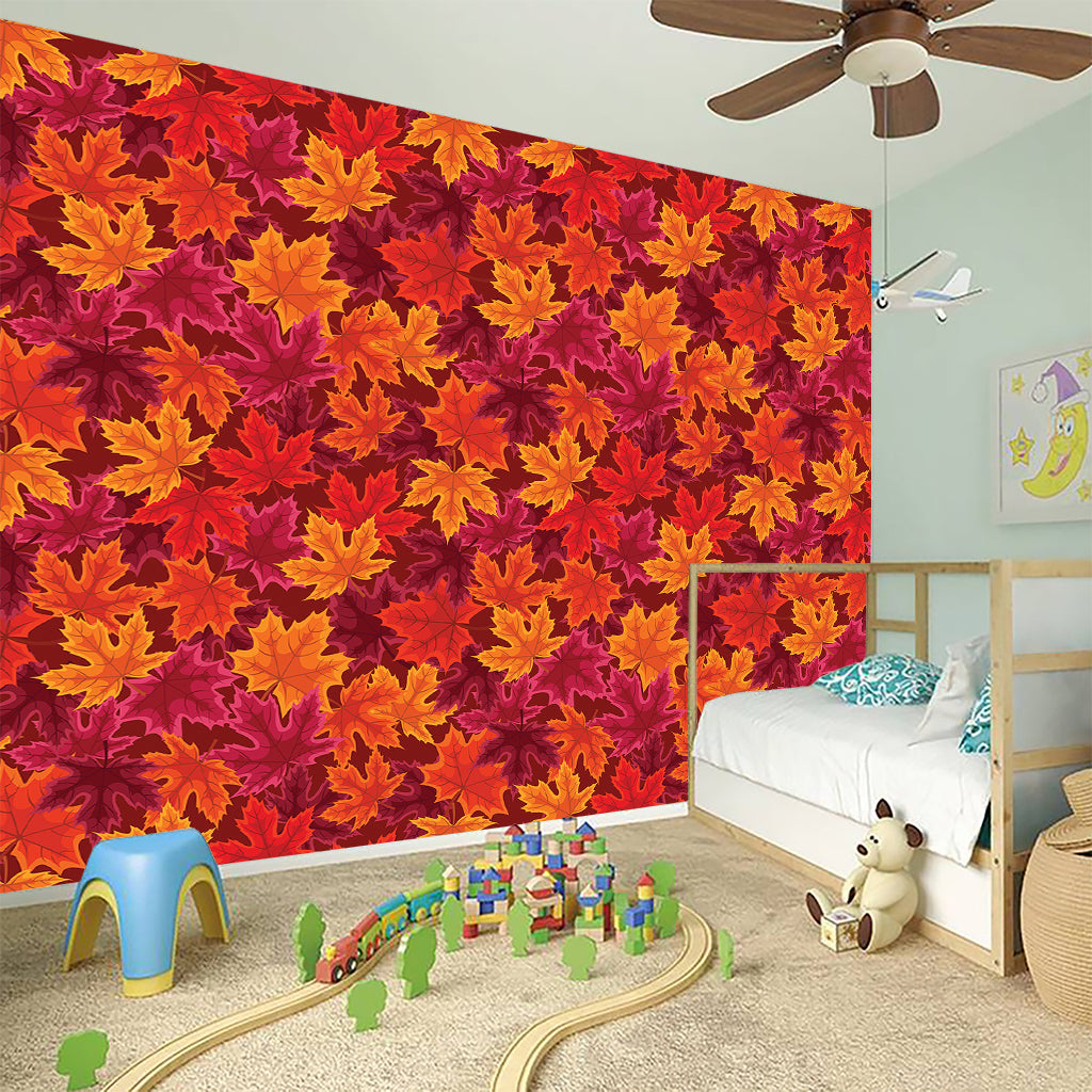 Autumn Maple Leaves Pattern Print Wall Sticker