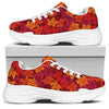 Autumn Maple Leaves Pattern Print White Chunky Shoes