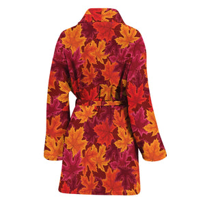 Autumn Maple Leaves Pattern Print Women's Bathrobe