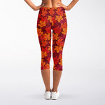 Autumn Maple Leaves Pattern Print Women's Capri Leggings