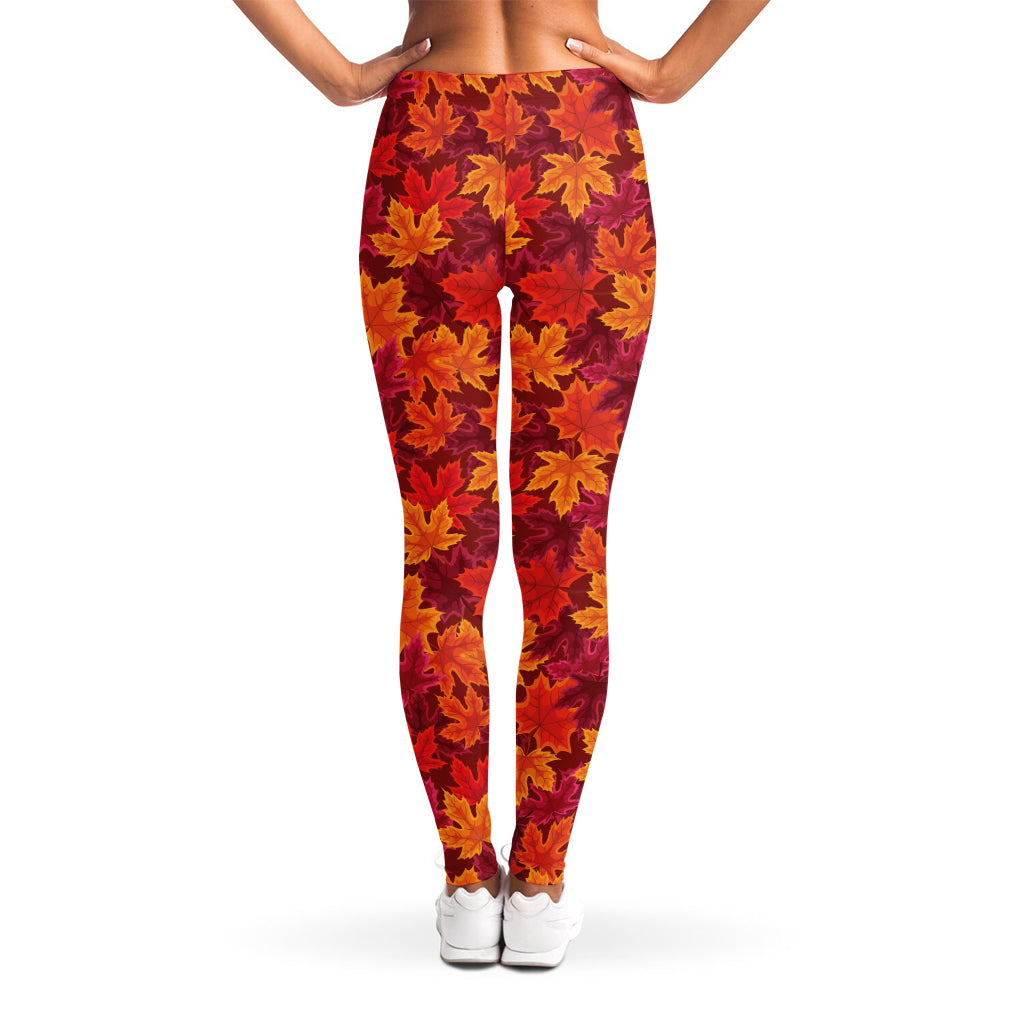 Autumn Maple Leaves Pattern Print Women's Leggings