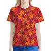 Autumn Maple Leaves Pattern Print Women's Polo Shirt