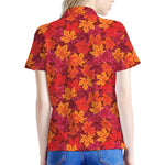 Autumn Maple Leaves Pattern Print Women's Polo Shirt