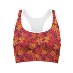 Autumn Maple Leaves Pattern Print Women's Sports Bra