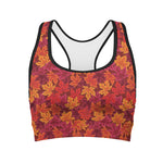 Autumn Maple Leaves Pattern Print Women's Sports Bra