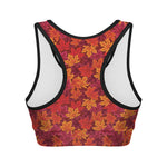 Autumn Maple Leaves Pattern Print Women's Sports Bra