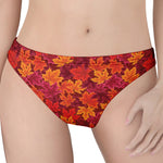 Autumn Maple Leaves Pattern Print Women's Thong