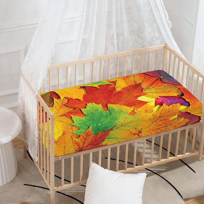 Autumn Maple Leaves Print Baby Crib Sheet