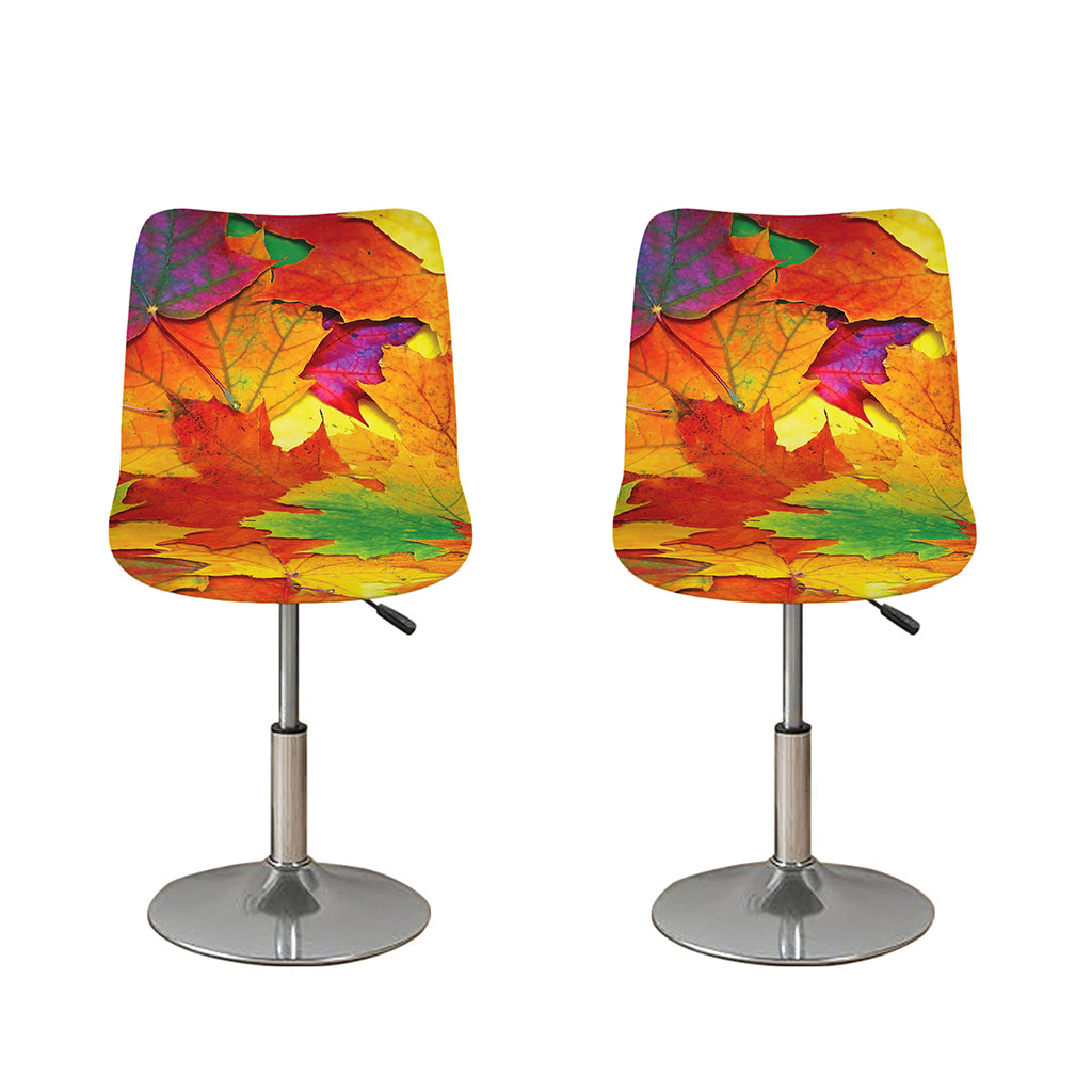 Autumn Maple Leaves Print Bar Stool Covers