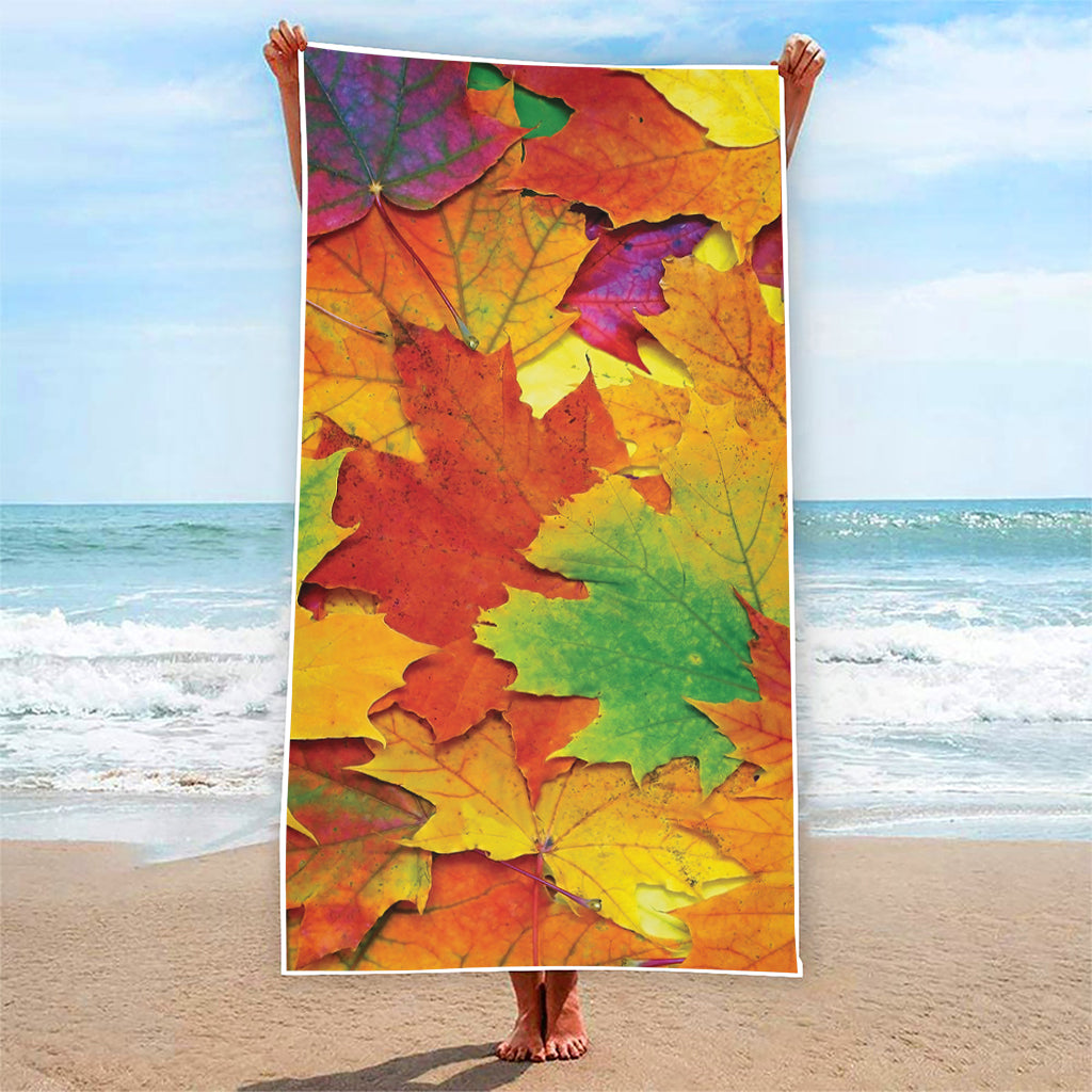 Autumn Maple Leaves Print Beach Towel