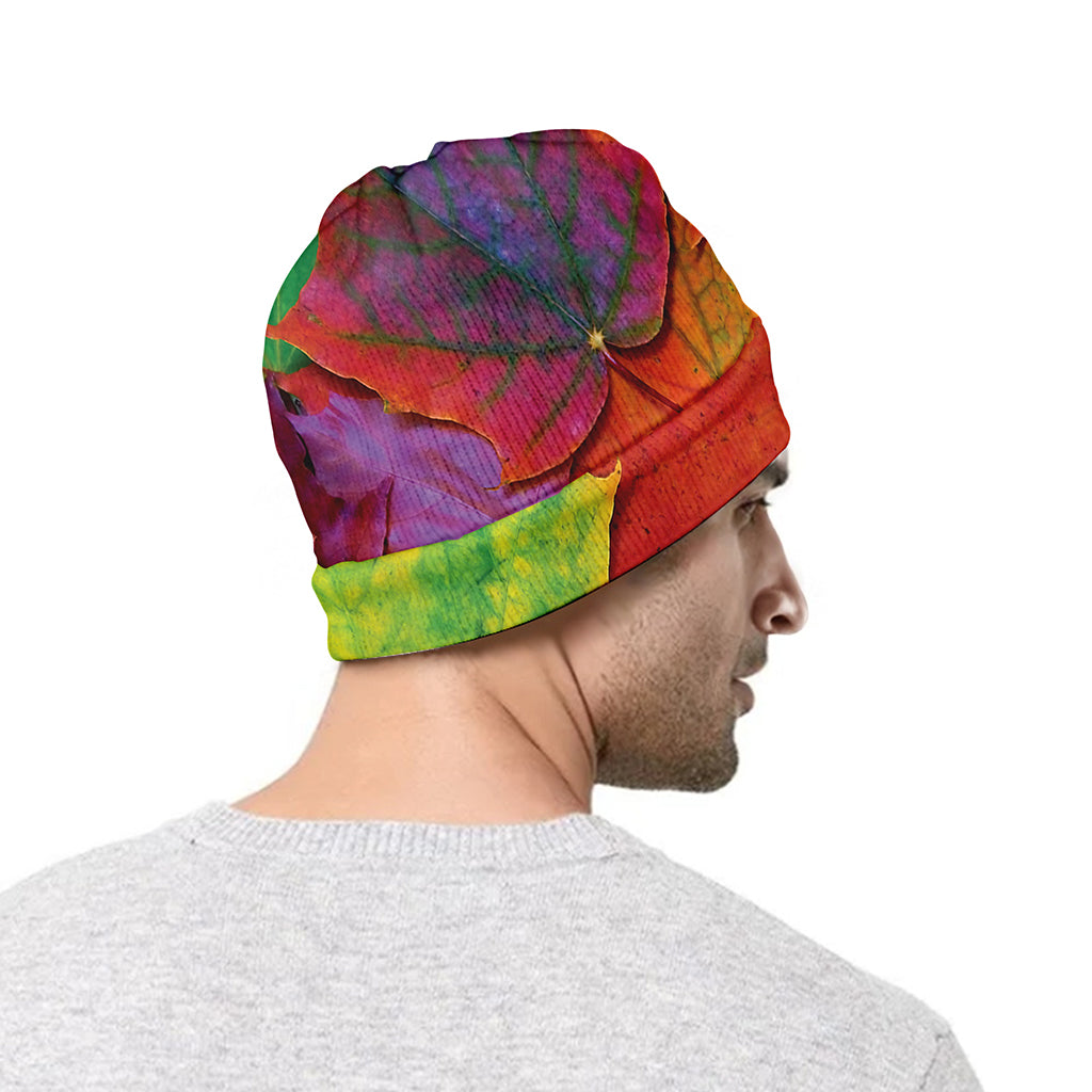 Autumn Maple Leaves Print Beanie