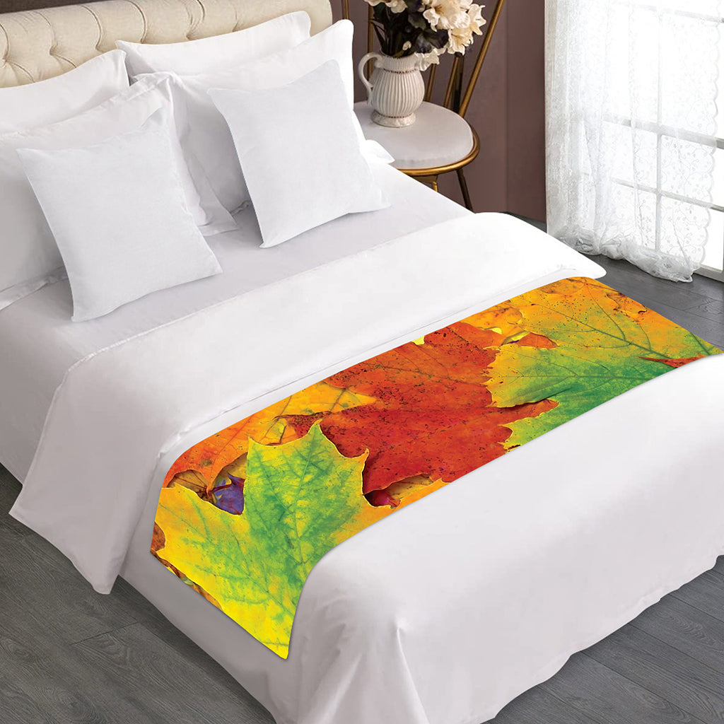 Autumn Maple Leaves Print Bed Runner