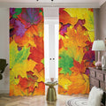 Autumn Maple Leaves Print Dimout Pencil Pleat Curtains