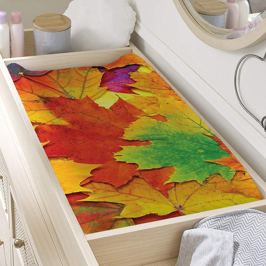 Autumn Maple Leaves Print Changing Pad Cover