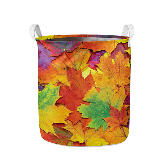 Autumn Maple Leaves Print Collapsible Laundry Basket